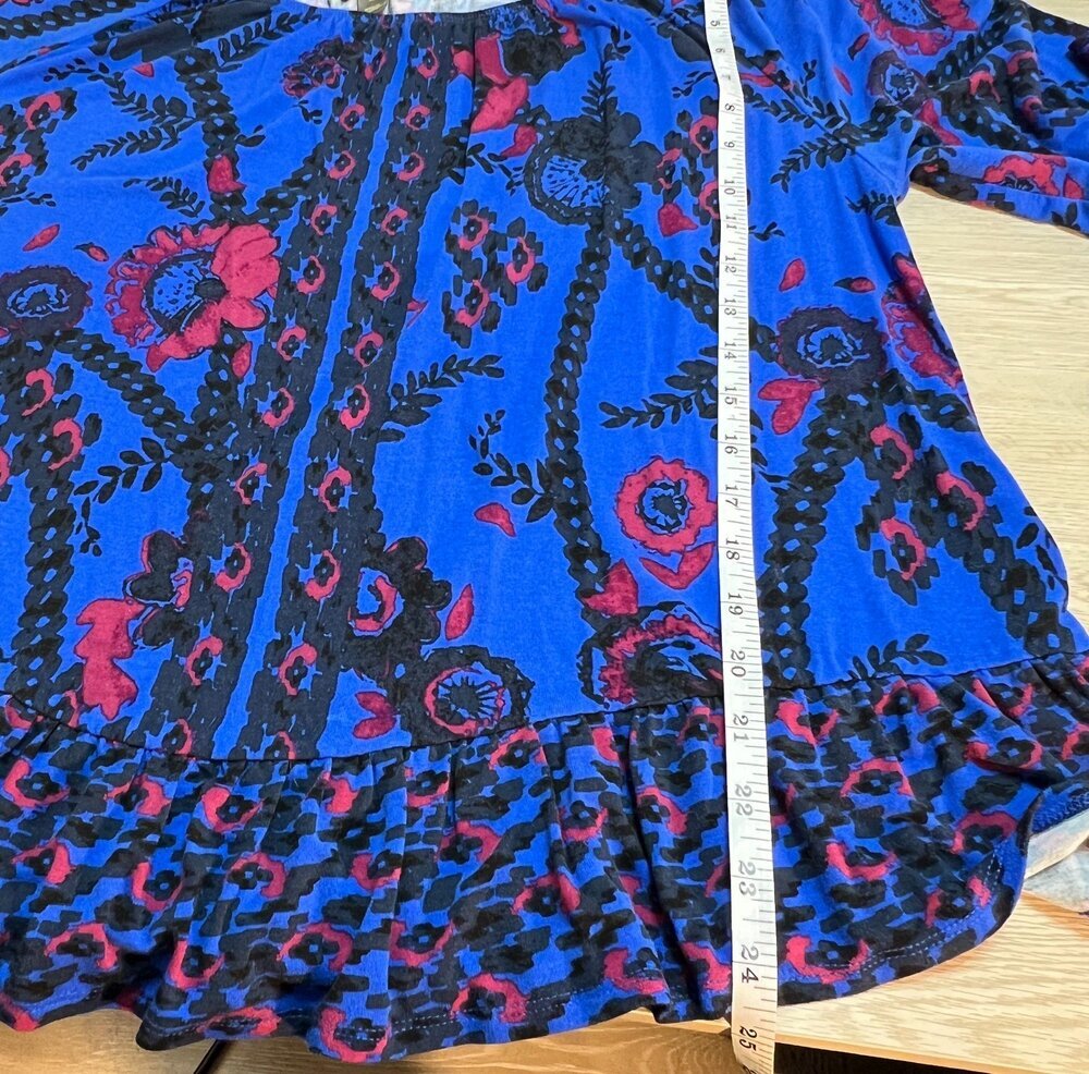 Style & Co Blouse Womens XL Fits to 1X Jewel Tone Blue Peasant Top Babydoll - Picture 12 of 14